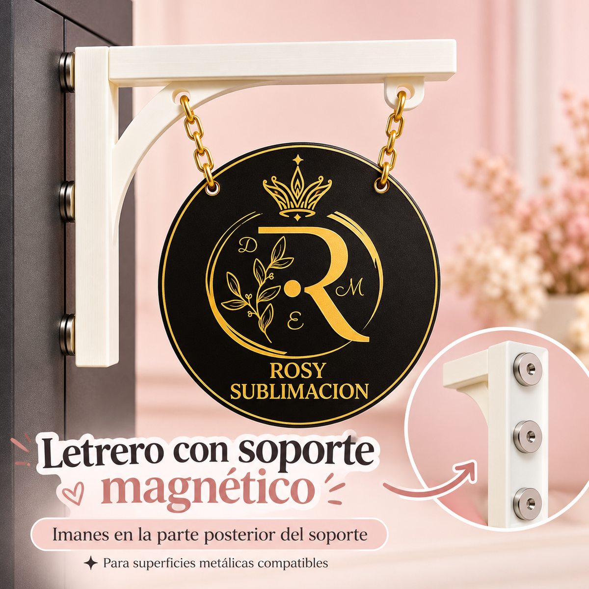Letrero personalizado con soporte magnético