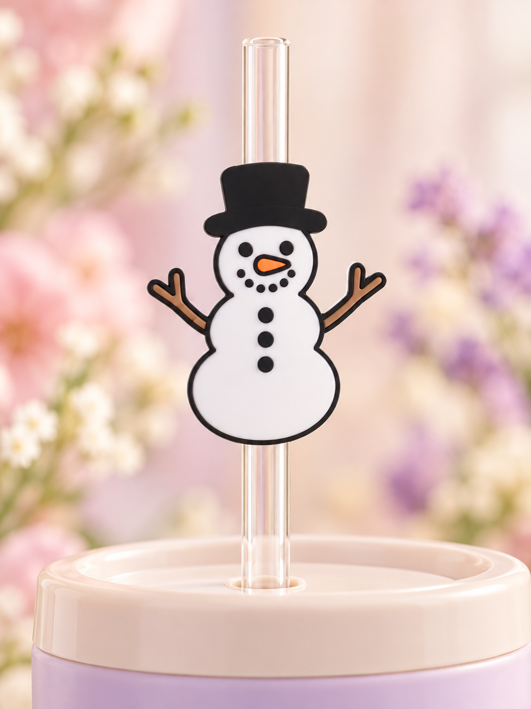 Decoración para popote — Muñeco de nieve