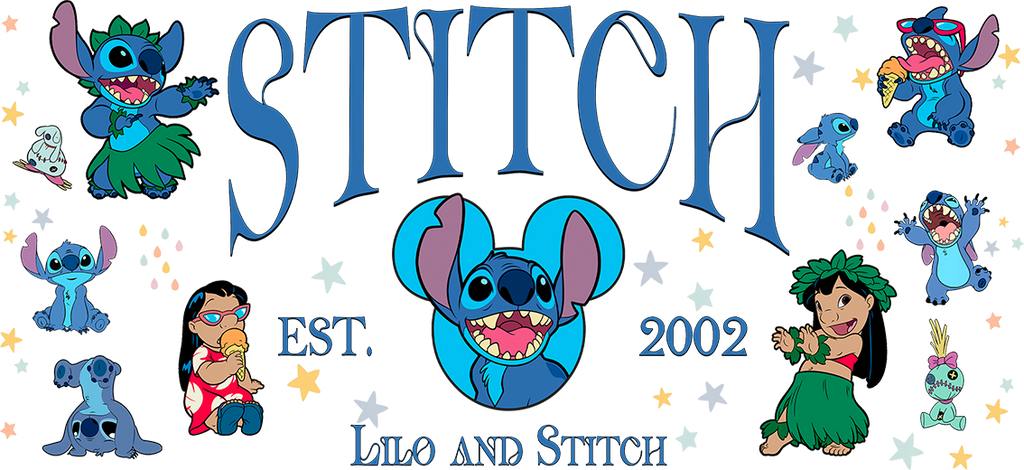 Diseños UV-DTF para Vasos Snowglobe de 16 oz (Stitch)