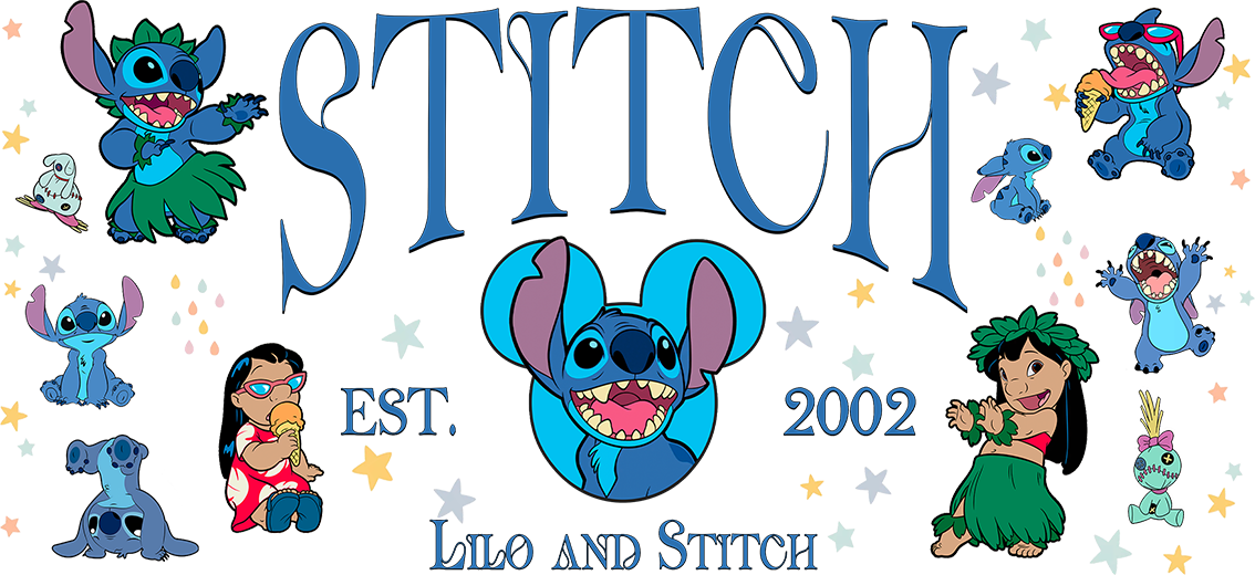Diseños UV-DTF para Vasos Snowglobe de 16 oz (Stitch)