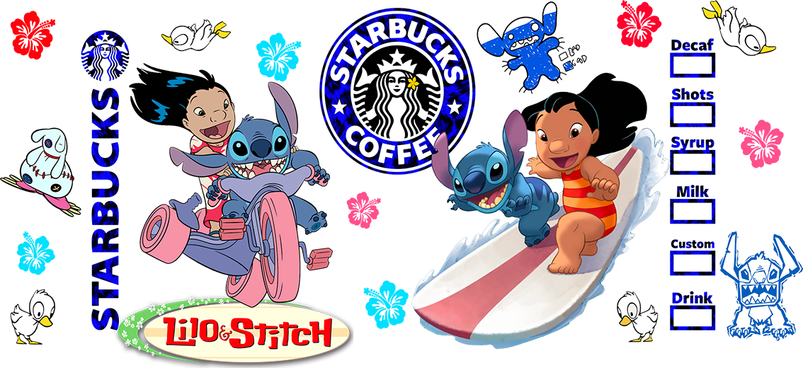 Diseños UV-DTF para Vasos Snowglobe de 16 oz (Stitch)