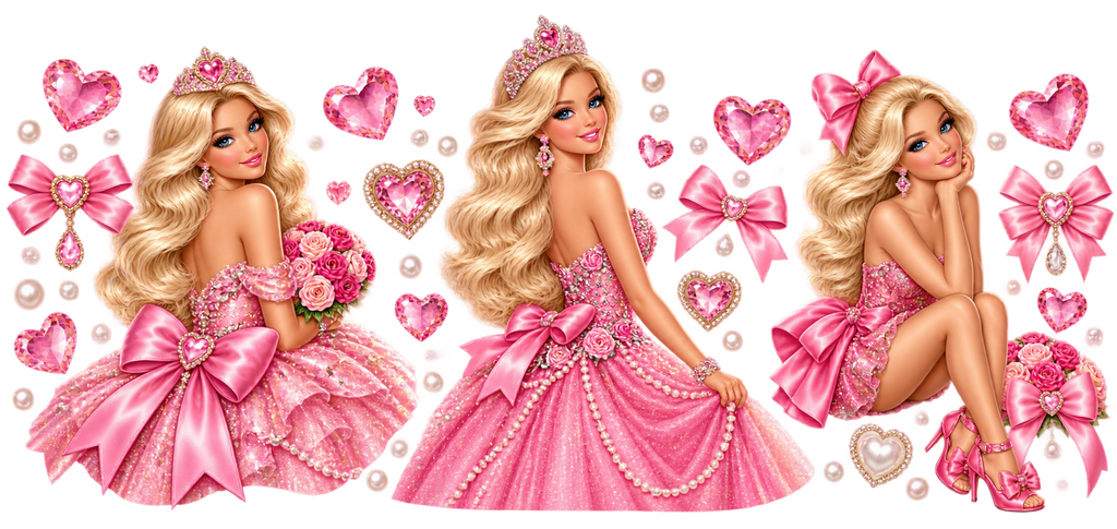 Glamour Rosa para Vasos Snowglobe de 16 oz (Barbie)