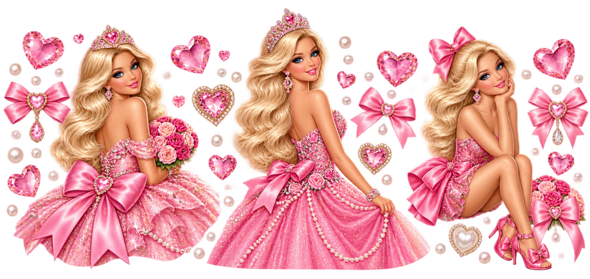 Glamour Rosa para Vasos Snowglobe de 16 oz (Barbie)