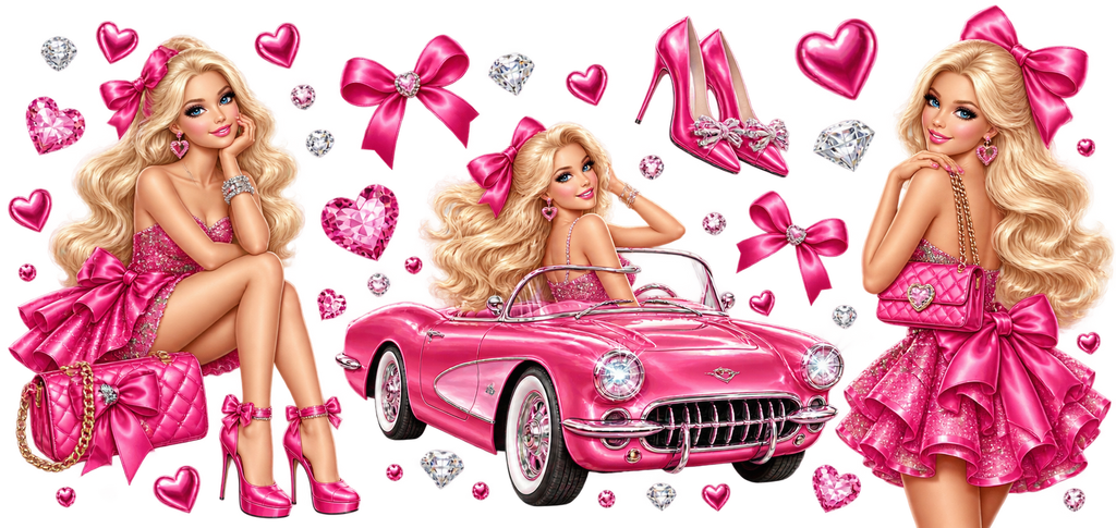 Glamour Rosa para Vasos Snowglobe de 16 oz (Barbie)