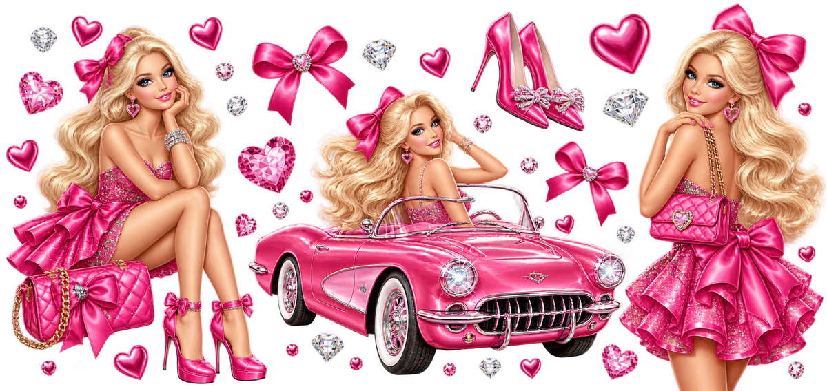 Glamour Rosa para Vasos Snowglobe de 16 oz (Barbie)