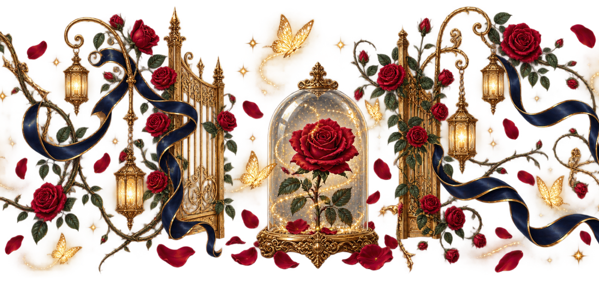 Romance Encantado para Vasos Snowglobe de 16 oz (Bella y la Bestia)