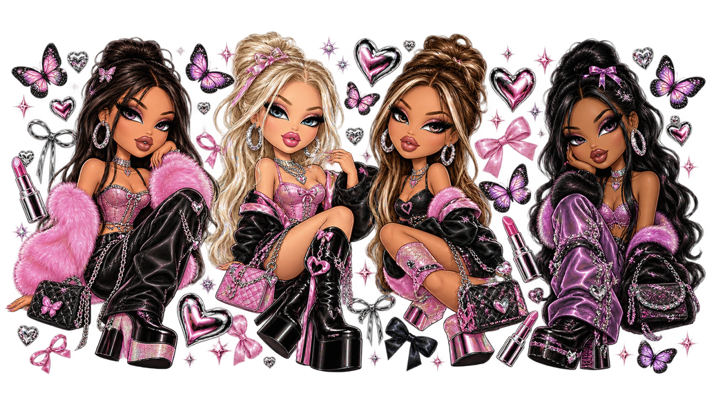 Diseños UV-DTF para Vasos Snowglobe de 16 oz (Bratz)