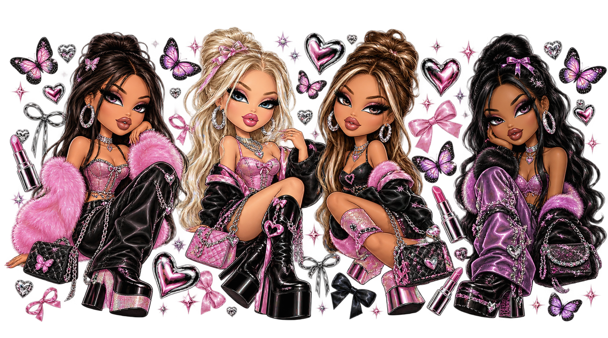 Diseños UV-DTF para Vasos Snowglobe de 16 oz (Bratz)