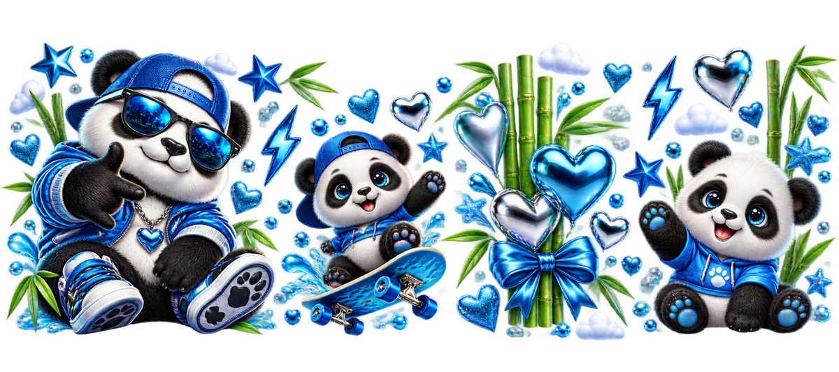 Diseños UV-DTF para Vasos Snowglobe de 16 oz (Panda)