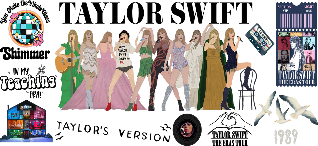 Eras de Música y Brillo para Vasos Snowglobe de 16 oz (Taylor Swift)